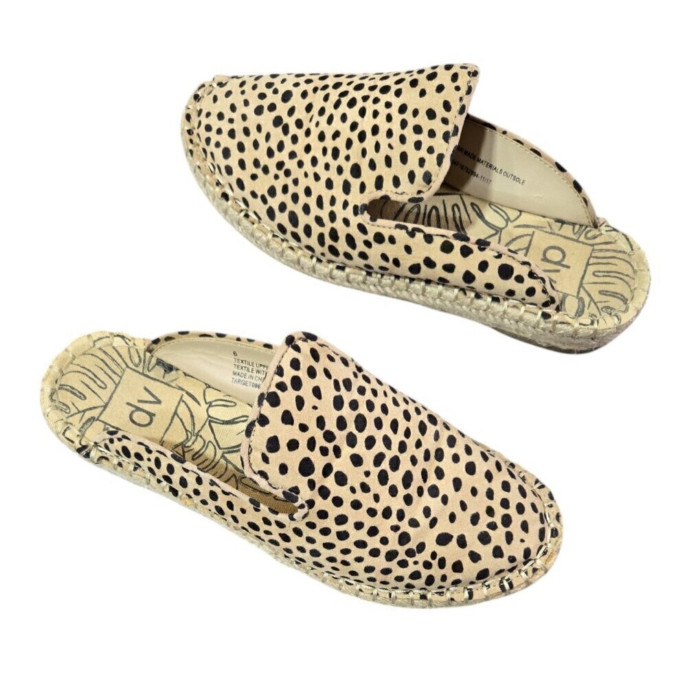 DV Dolce Vita Elaine Cheetah Print Espadrille Fabric Mule Sandals Beachy